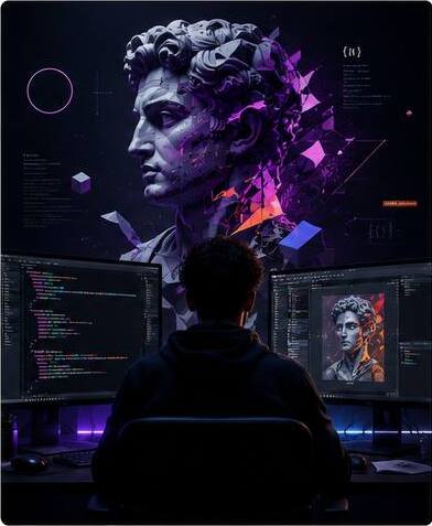 Designer creating a digital sculpture
