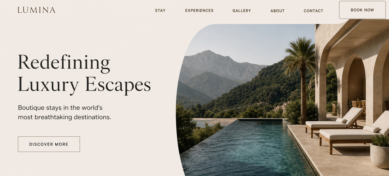 Lumina luxury retreat website
